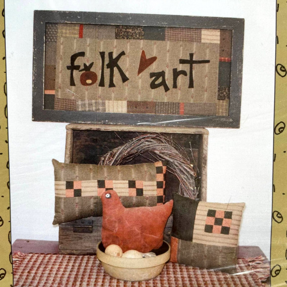FOLK ART Quilt PATTERN Pieces From My Heart Pillows Frame Primitive Sewing #275 - Picture 1 of 4